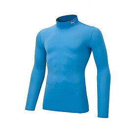 プーマ　コンプレッションモックネックLSシャツ　656331　サックス/プーマホワイト　インナー　アンダーウェア　コンプレッションシャツ　長袖　ロングスリーブ　ブルー　ライトブルー　水色