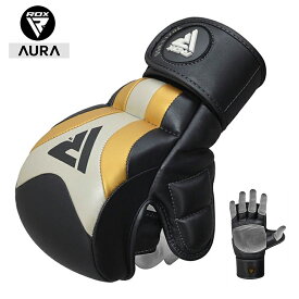 ポイント5倍★RDX 公式 MMAグラップリング グローブ AURA オープンフィンガー 高品質 総合格闘技 キックボクシング 修斗 耐久性 保護 練習 ジム トレーニング ブラック ゴールド おしゃれ 男女兼用 初心者向け 上級者 ブランド 正規品