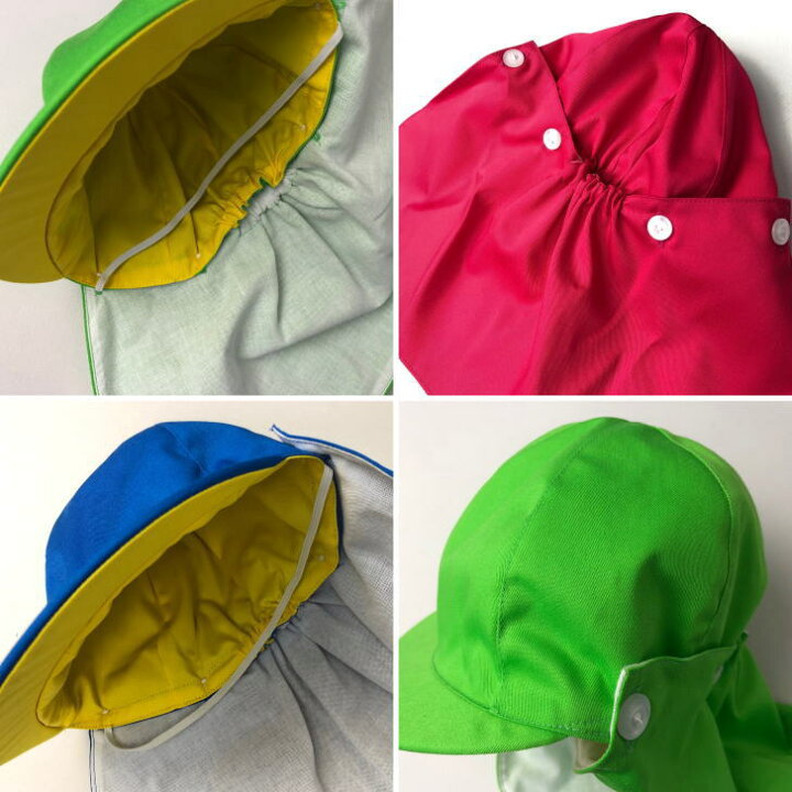 楽天市場 ジュニア キッズ 子ども カラー帽子 日本製 手作り 日よけ タレ付き 子供用 園児 通園 帽子 幼稚園 保育園 入園 体操帽子 国産 ゆうパケット対応 スポーツ島