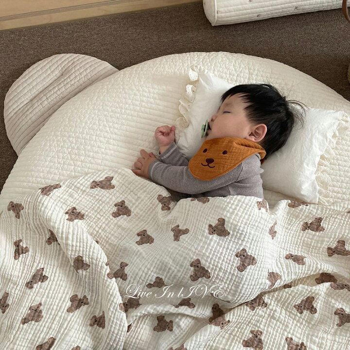 楽天市場 2営業日内発送 タオルケット ガーゼケット 子供 子どもケット 膝掛け おくるみ お昼寝 おなかケット ベビー 沐浴ガーゼ 2重 綿100 ガーゼ 保育園 赤ちゃん 柔らかい ブランケット 男の子 女の子 出産祝い プレゼント ギフト 可愛い 熊ちゃん おしゃれ 100