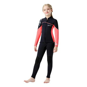 MORGEN SKY 子供ウェットスーツ 2.5mm 男女兼用 キッズ ウェットスーツ 子供用 水着 男の子 女の子 キッズ スイムウェア 防寒保温 上下セット 2ピース 前ジップ 水遊び 日焼け止め ウォータースポ
