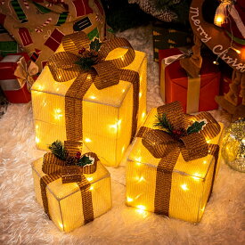 ◇即納◇ クリスマス リボン プレゼントボックス 飾りライト LED イルミネーションライト ツリートップ タイム設定可 防水 電池式 装飾ライト パーティー 誕生日 電飾　sxl0310