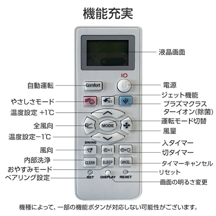 楽天市場】SHARP エアコン用リモコン 設定不要 互換 汎用 シャープ 全  