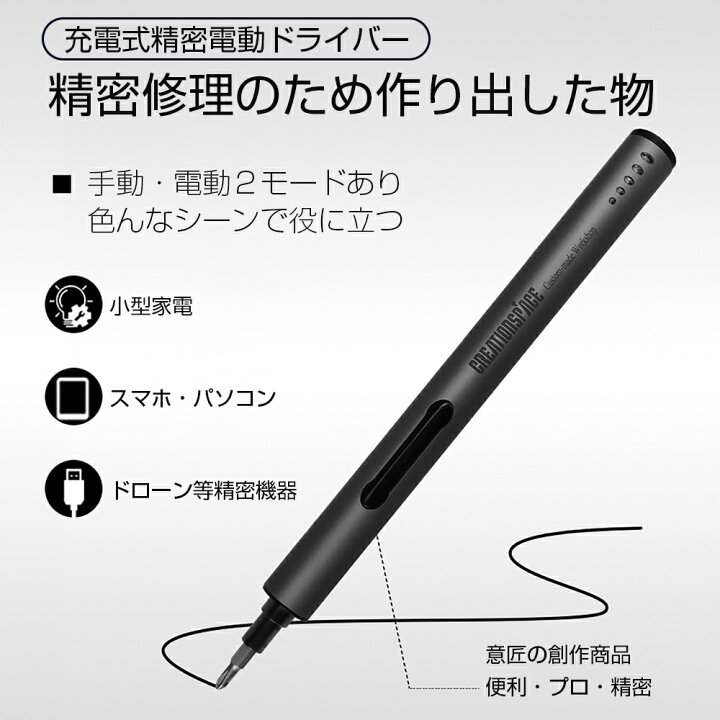 楽天市場】電動精密ドライバー 安い 充電式電動ドライバーセット 