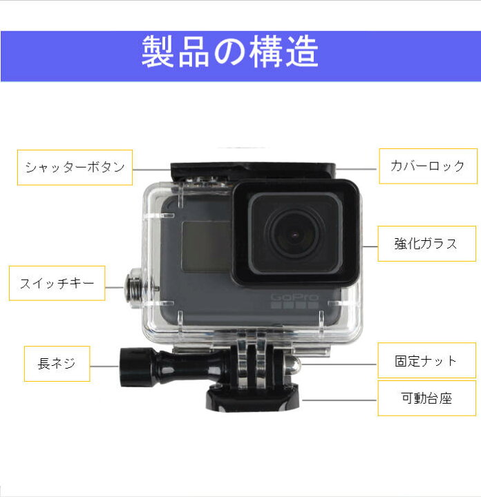 楽天市場】Gopro防水ケース ゴープロ7/6/5 HERO7Black/HERO6/HERO5 