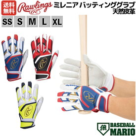 ローリングス Rawlings ミレニア バッティンググラブ 天然皮革 両手用 一般 野球 バッティング手袋 EBG22S01