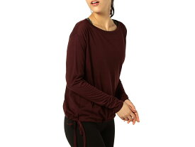 スーパーナチュラル sn super.natural エスエヌ DRAWSTRING LONG SLEEVE LS ドローストリング ロングスリーブTシャツ レディース 春 秋 ワインレッド えんじ色 スポーツ フィットネス 長袖 Tシャツ SNWJ10058-JU64