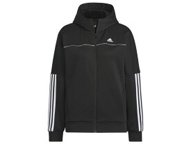 アディダス adidas シーズナル スポーツウェア ルーズフィット フリース フルジップ フーディージャケット レディース 秋 冬 ブラック 黒 スポーツ フィットネス パーカー ジャケット KNV55-IT6099