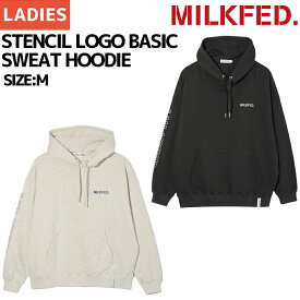 MILKFED. STENCIL LOGO BASIC SWEAT HOODIE ミルクフェド ステンシルロゴ スウェット フーディ レディース トップス パーカー アパレル カジュアル ブラック オートミール 103243012004