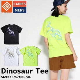 エルドレッソ ELDORESO ダイナソーTシャツ メンズ レディース ユニセックス Dinosaur Tee ポリエステル ブラック ホワイト イエロー スポーツ トレーニング 半袖 Tシャツ ランニング メッシュ バックプリント E1015115