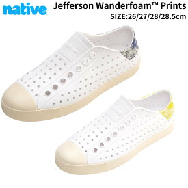 ネイティブ native Jefferson Wanderfoam Prints メンズ オールシーズン シューズ ホワイト 白 スリッポン シューズ スニーカー タウンユース 旅行 散歩 サンダル サスティナブル エコ F0000232