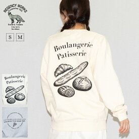 リージェンシーワークス REGENCY WORKS クルーネックロゴスウェット レディース コットン 綿 長袖 パン ピザ メンズライク カジュアル シンプル おしゃれ 文字 ゆったり 504401M-1 504401S-1