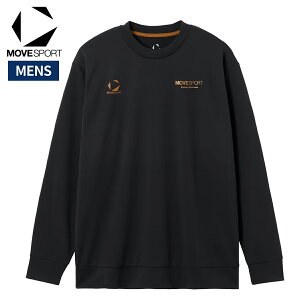 ムーブスポーツ MOVESPORT HEATNAVI ヒートナビ バックロゴ 長袖シャツ メンズ ブラック 黒 スポーツ トレーニング 長袖 Tシャツ ST5FLT03M-BK00