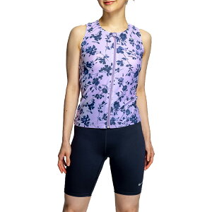 ナイキ NIKE 総柄ジップ付き袖なしセパレーツ レディース パープル 紫 ブラック 黒 水泳 スイム フィットネス 水着 2993148-024