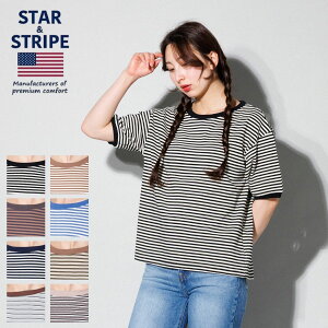 �X�^�[�A���h�X�g���C�v STAR&STRIPE RINGER TEE �����K�[T�V���c ���f�B�[�X ���� �{�[�_�[ �}���` �N���[�l�b�N �J�b�g�\�[ �V���v�� ���g���� ���� �z�F �ێ� �g�b�v�X SSMD-028 SSMD-028M
