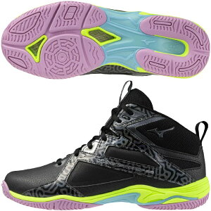 在庫限り 26.0-29.0cm ミズノ ウエーブダイバースLG4 Ltd フィットネス エアロビクスシューズ ブラック×グレー×ネオライム K1GF247552