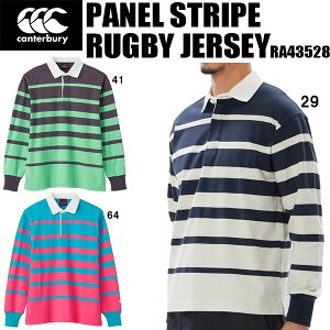【全品ポイント5倍+5%OFFクーポン】カンタベリー canterbury メンズ ラグビー ポロ パネル ストライプ ラグビー ジャージ PANEL STRIPE RUGBY JERSEY 長袖 RA43528