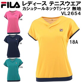 【全品ポイント3倍+対象商品10％OFF】フィラ FILA レディース テニス ウェア カシュクールネック Tシャツ 無地 VL2654