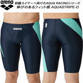 【全品ポイント2倍+最大1500円OFFクーポン】アリーナ arena メンズ 競泳水着 FINA承認 ハーフスパッツ AQUA STRIPE-D FAR-3555M NYMT