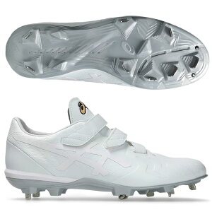 野球スパイク アシックス 埋め込み金具スパイク GOLDSTAGE I-PRO FORCESPEED MG ベルトタイプ ベルクロ 白スパ 白スパイク 学生 一般 大人 1121A075-110