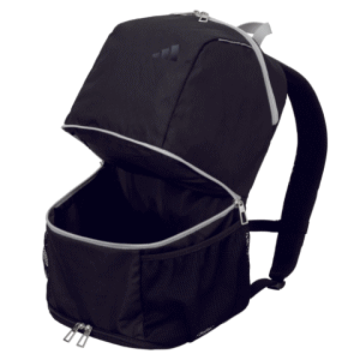 ＠アディダスサッカーボール用　3層デイパックボールバック リュック黒×青 adidas アディダス ボール用デイパック 27L 黒色×青色 FLAP