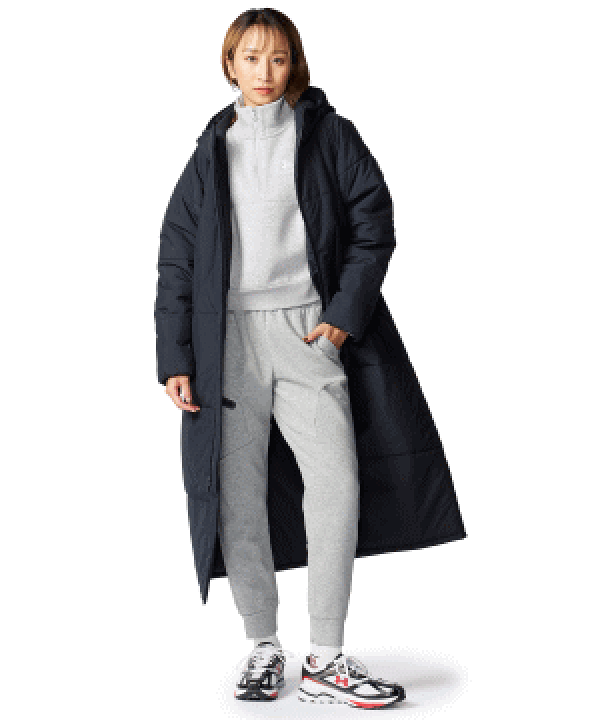 楽天市場】ベンチコート ロングコート 中綿コート アンダーアーマー