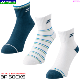 YONEX ヨネックス アンクルソックス 3足組み 3Pソックス 3足セット 靴下 ソフトテニス バドミントン ソックス [レディース：女性用/22～25cm] 29236Y 【1個までメール便OK】【2025FW】