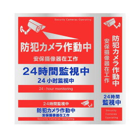 防犯カメラ ステッカー 正方形 縦型 横型　日本語 中国語 英語 対応 日本製 屋外 防犯カメラ作動中 シール