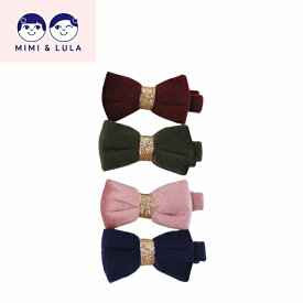 MIMI＆LULA ミミ＆ルーラ VELVET TINKERBELL BOW CLIPS ベルベット ティンカーベル ボウ クリップヘアピン へアクセサリー 髪飾り クリップ 子供 キッズ 女の子 リボン 発表会 誕生日会 4本入り UK ロンドンギフト プレゼント 誕生日 お祝い