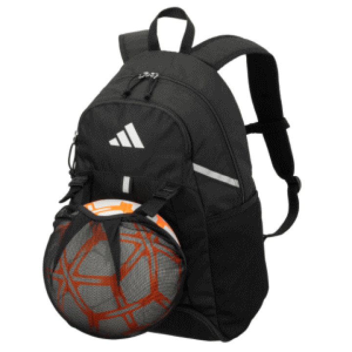 @アディダスサッカーボール用　デイパックボールバック リュック　 黒色×シルバー ♪@アディダスサッカーボール用デイパックボールバック リュック 黒色