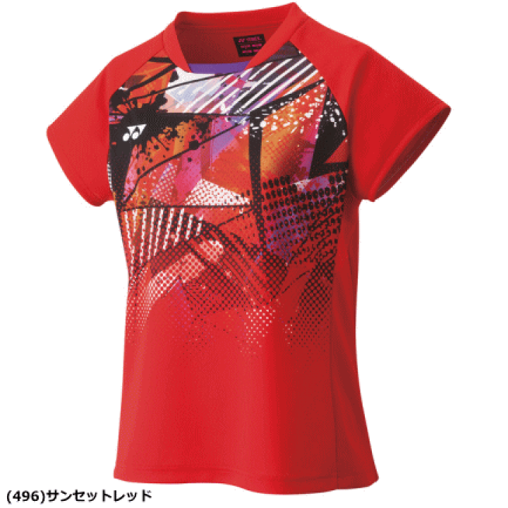 YONEX 赤 Vネック Tシャツ　レディースＯサイズ YONEX ヨネックス 半袖Tシャツ メンズ レディース ユニドライT