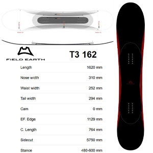 �yFIELD EARTH�z�t�B�[���h �A�[�X �yT3 162�z Mid 3D Model2025-2026 MODEL �X�m�[�{�[�h