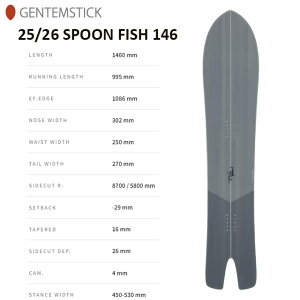 【GENTEMSTICK】ゲンテンスティック【SPOON FISH 146】2025-2026 MODEL スプーン フィッシュ146バックカントリー フリーライド スノーボード パウダー