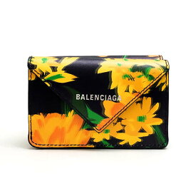 【最大12500円クーポン☆1日9:59迄☆新品】BALENCIAGA バレンシアガ 391446 210KQ 4672 レディース PAPIER（ペーパー）ミニ ウォレット/三つ折り財布 マルチ×フラワー