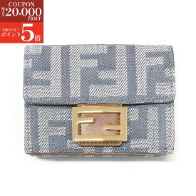 【BLACK FRIDAY SALE☆全品P5倍＆最大2万円スペシャルクーポン15日迄】FENDI フェンディ8M0395 AUT4 F1SXQ バゲット マイクロ 三つ折り財布 FFジャガード 財布