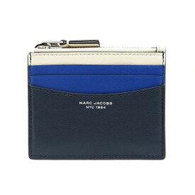 【GW・母の日ギフト直前お買得セール☆全品7％OFFクーポン☆30日迄☆全品新品】MARC JACOBS マークジェイコブス S166L03FA22 455カラーブロック ザ ジップ カード ケース「SLIM 84」BLUE SEA MULTI ブルー系