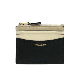 【GW・母の日ギフト直前お買得セール☆全品7％OFFクーポン☆30日迄☆全品新品】MARC JACOBS マークジェイコブス S166L03FA22 002カラーブロック ザ ジップ カード ケース「SLIM 84」BLACK MULTIブラック×ベージュ系