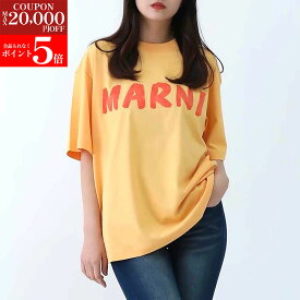 【楽天スーパーSALE☆全品P5倍＆最大2万円スペシャルクーポン15日迄】 MARNI マルニ THJET49EPH USCS11 LOR08 ロゴ入りコットン製 Tシャツ オーバーサイズド レディース