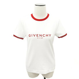 【9日間限定先着300名様スーパーSALE☆全品10％OFF＆500円クーポン併用可☆11日迄☆新品】 GIVENCHY ジバンシィ BW70BF 3Y99 100レディスブランドロゴ スリムフィットTシャツ ホワイト×レッド