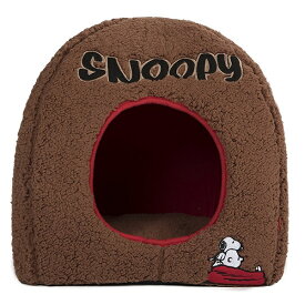スリーアローズ スヌーピー ドームベッド S ブラウン 犬猫用 ソファー マット ペットベッド