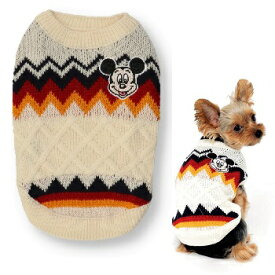 スリーアローズ Disney ミッキーマウス ケーブルニット 2号・3号・3号ロング・4号・5号 (S・M・MD-M・L・XL) 超小型犬〜小型犬用 犬服 セーター ディズニー