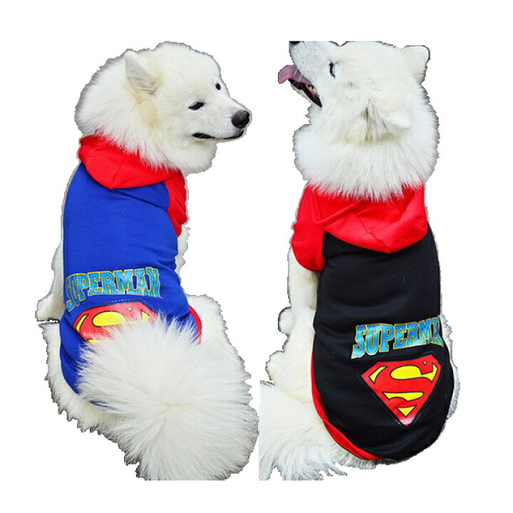 楽天市場 スーパーマン 裏起毛パーカー 3xl 4xl ブルー ブラック 犬服 中型犬 柴犬 コーギー ビーグル ボーダーコリー等 ペットの雑貨屋さん Spring