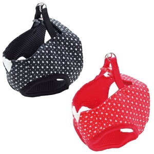 【アウトレット】 ペティオ ARFashion ハートドットベストハーネス S ブラック・レッド 小型犬用 胴輪 トイプードル・シーズー・キャバリア等 【訳あり※汚れ有り】