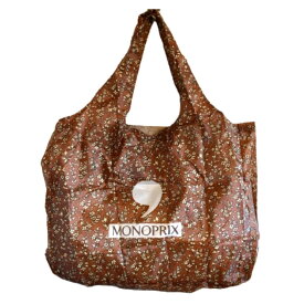【送料無料】モノプリ エコバッグ パリ 直輸入 横長 フローレット 小花柄 フランス マチ広 横長 折りたたみ コンパクト monoprix ブランド 収納袋 一体型 軽量 かわいい オシャレ 買い回り キャンペーン プチギフト プレゼント 個装