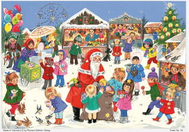【送料無料】ドイツ アドベントカレンダー クリスマスマーケット M A4サイズ サンタクロース クリスマス クリスマスツリー プレゼント ギフト カード 子供 雪 絵画 レトロ インテリア 窓 リチャードセルマー 買い回りキャンペーン