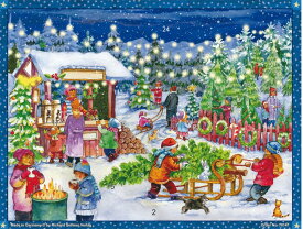【送料無料】ドイツ アドベントカレンダー クリスマスツリーセール L 大判サイズ クリスマス クリスマス準備 子供 クリスマスツリー もみの木 お買い物 雪 絵画 インテリア