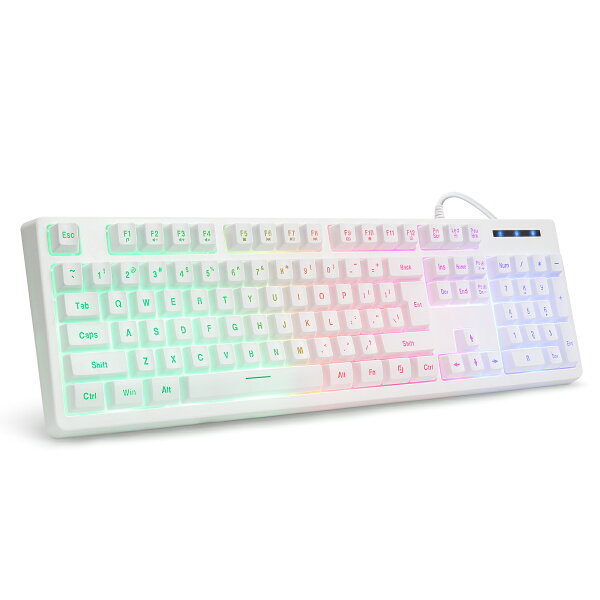 【月初限定｜2999円以上で299円OFFクーポン】HUOJI ゲーミングキーボード USB有線 メカニカル風メンブレン式 RGBバックライト フローティングキー 防水 静音タクタイル打鍵感 104キー 英語配列 Xbox/PS5/PC対応 人間工学設計 25キーロールオーバー 5000万回耐久性