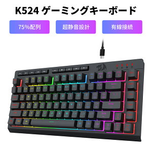 Redragon K524 �É� �Q�[�~���O�L�[�{�[�h �L�� USB-C �p��z�� 75%�R���p�N�g �e���L�[���X �h�S�[�X�g RGB�o�b�N���C�g �J�X�^�}�C�Y�Ή� PS5/Xbox/PC�Ή� �u���b�N
