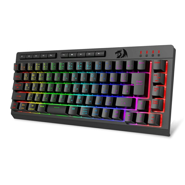 【月初限定｜3,000円以上で350円OFFクーポン】Redragon K519 ワイヤレス ゲーミングキーボード 日本語配列 JIS 60% コンパクト 静音 メンブレン Bluetooth 2.4GHz USB-C有線 3WAY接続 4000mAh RGB マクロキー 26キーアンチゴースト Windows Mac対応 ブラック