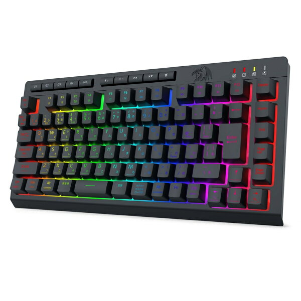 【月初限定｜3,000円以上で350円OFFクーポン】ゲーミングキーボード ワイヤレス 日本語配列 JIS 75% テンキーレス Redragon K524 Bluetooth 2.4GHz USB-C有線 3WAY接続 静音 メンブレン RGB マクロキー 26キー同時押し Windows Mac対応 ブラック